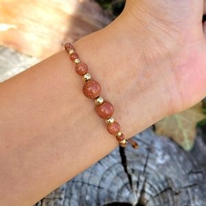 Handmade Boho Gypsy Hippie Bracelet With Genuine Goldstone